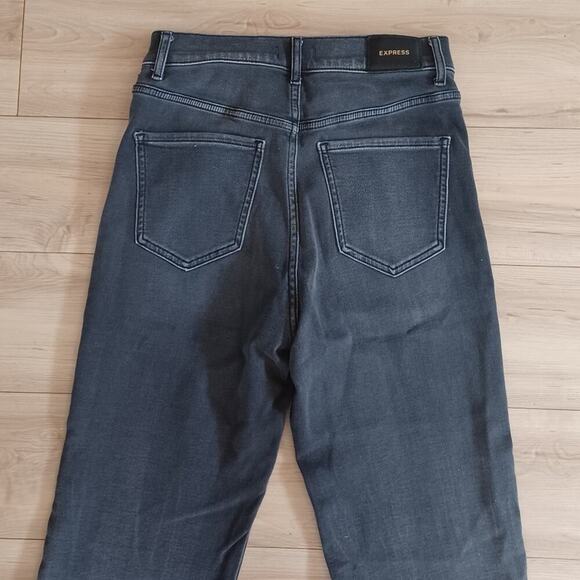 Express High Waist  Frayed Ankle Jeans Faded Black Size 8 (29W) RETIRED Style - Picture 6 of 11